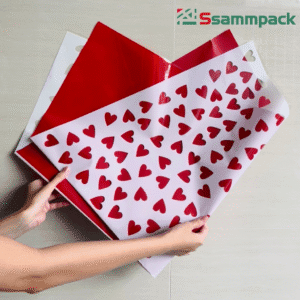 (80 x 90cm) Giấy Gói Hoa Trái Tim Đỏ 50mic – Giấy Bóng Kính Gói Hoa, Quà, Trái Cây
