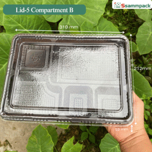 Khay Nhựa Đen 5 Ngăn Lid-5 Compartment B – Khay Suất Ăn Chuyên Dụng