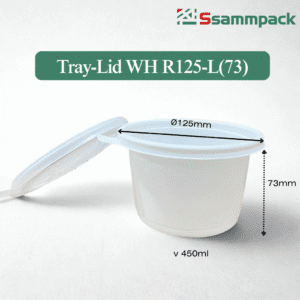 Tray-Lid WH R125-L(73) – Hộp nhựa PP trắng xanh kèm nắp 450ml dùng một lần