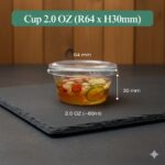 Hũ Nước Chấm Trong Kèm Nắp – Cup 2.0 OZ (R64 x H30mm) – Hộp Đựng Nước Sốt, Gia Vị Dùng Một Lần